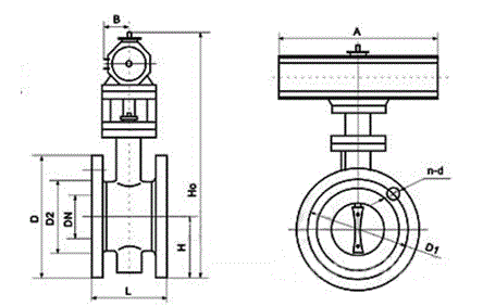 D971W系列通風(fēng)電動蝶閥示意圖